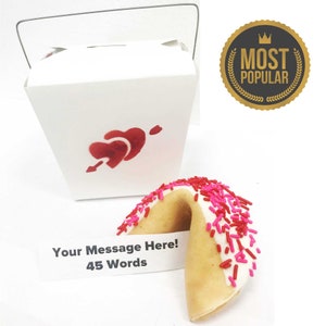 Personalized &quot;LOVE&quot; Jumbo Fortune Cookie - Chocolate Dipped with our Unique &quot;LOVE&quot; Sprinkles - Includes Take-out Box