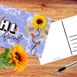 Hallo vriend ansichtkaart - schattig stationair - slakkenpost - wenskaart - penvriend - schattige digitale kunstafdrukken - Happy Mail - originele kunst - brieven