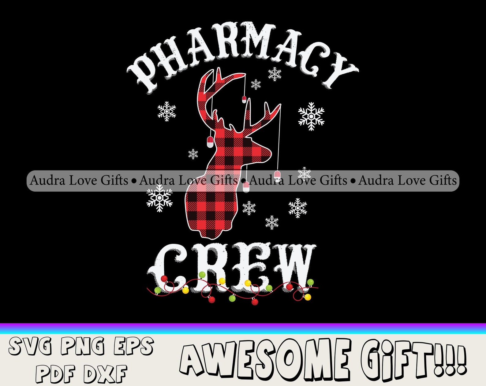 Red Plaid Reindeer Pharmacy Crew Christmas SVG Pharmacy Crew | Etsy