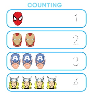 Superhero Math for Early Years, Kids, Kindergarten, Superhero counting, super hero math, super hero counting, Early years math, Math for Kid
