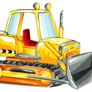 Bulldozer, Bau, Bulldozer, Baustelle, Baufahrzeuge, Bauwagen, Kinderzimmer Dekoration, Jungen ClipArt
