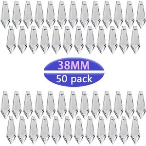 50pcs 38mm Chandelier Crystal Icicle Prisms Replacement Drops Lamp Candle Holders Curtain DIY Parts