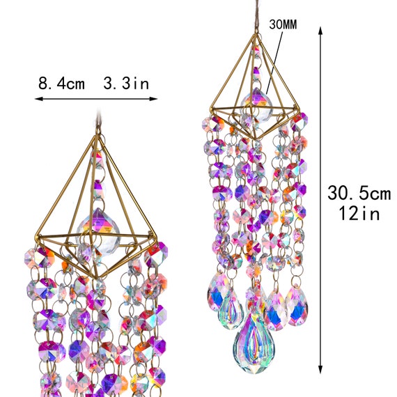 Crystal Suncatchers Hanging Wind Chime Style Garden Light Catcher Rainbow  Maker Main Plaqué Or Light Catcher