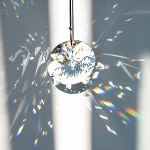 Handmade 85mm Crystal Flower Prism Suncatcher Rainbow Maker Chandelier Pendant Ornament Glass Art DIY Hanging For Window Home Decor