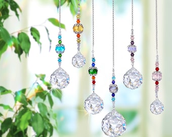 Feng Shui Rainbow Crystal Ball Prism Ivony 2.4 Sun Catcher Crystal Pendant Clear Hanging Crystals Suncatchers for Windows Ceiling Outdoor Hanging Decor Fractal Filters 