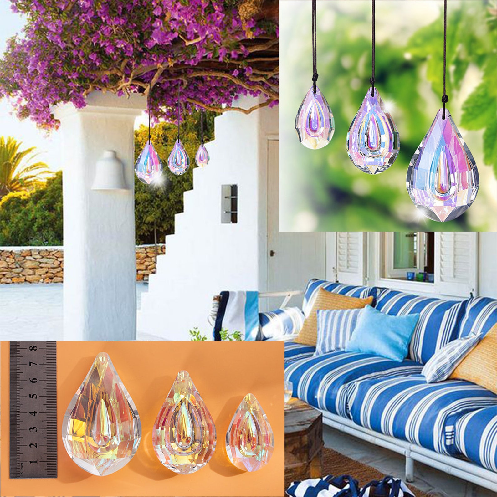 Handmade Set of 3 Crystal Prism Window Hanging Glass Sun Etsy