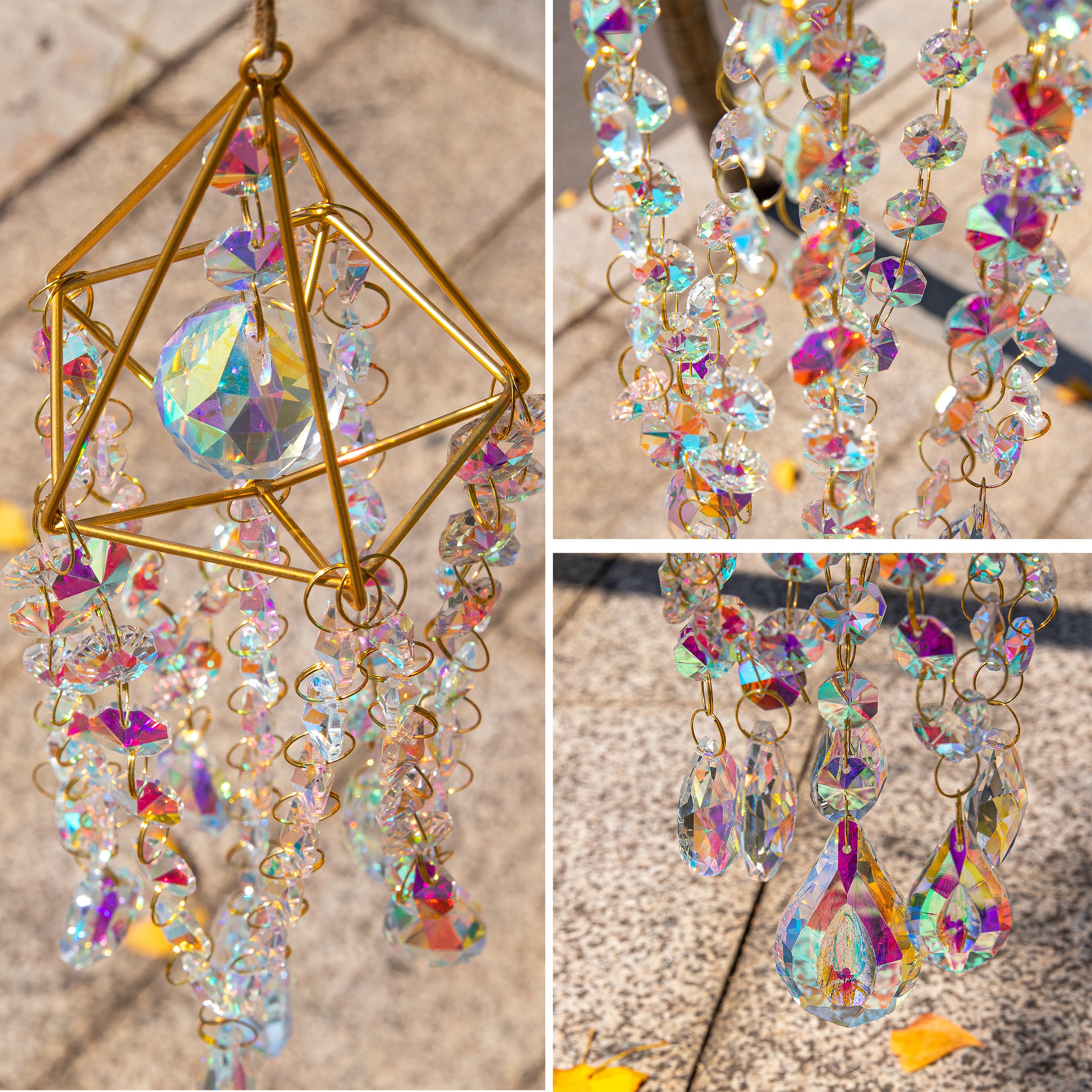 GANAZONO Crystal Wind Chime Decoration Garden Crystal Ornaments Crystal  suncatcher Sun Catchers Prism Boho Hanging Light Hanging Crystals for
