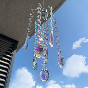 Handmade Chandelier Wind Chimes AB Coating Crystal Prisms Hanging Suncatcher Rainbow Chaser Window Curtains Pendant Home Decor Gifts