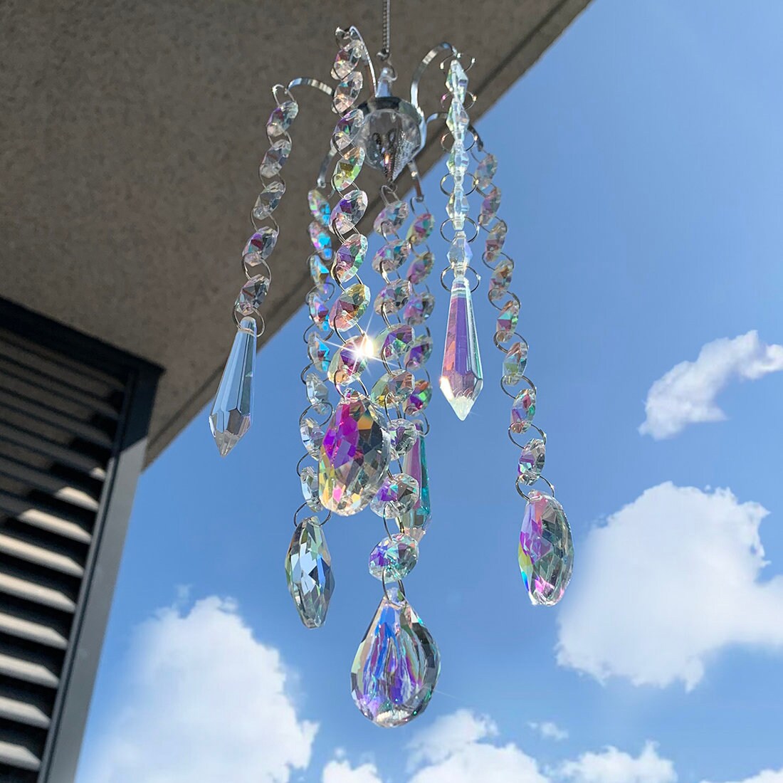7PCS Hanging Crystal Prism Pendant Rainbow Suncatcher Window Chandelier  Decor US