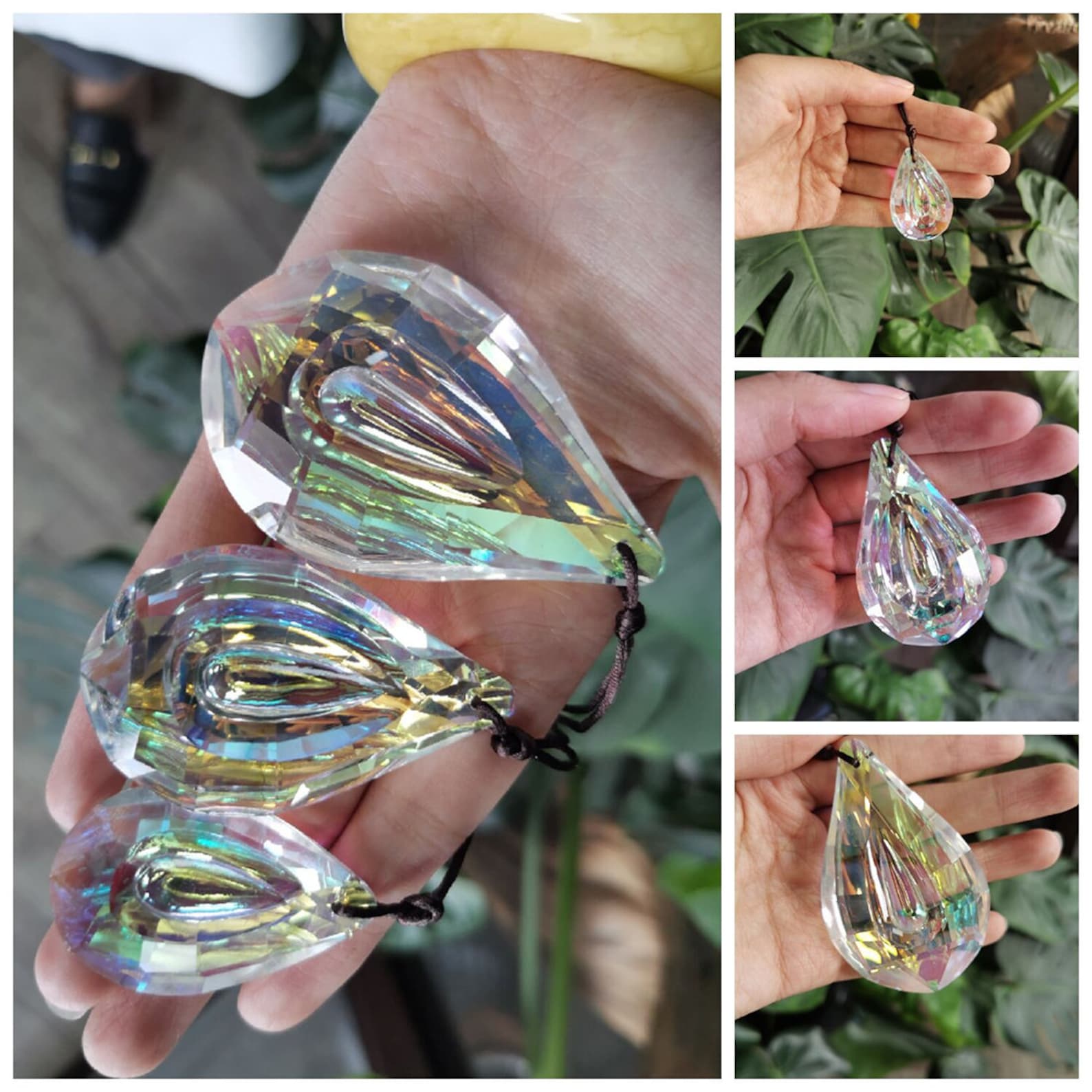 Handmade Set of 3 Crystal Prism Window Hanging Glass Sun Etsy