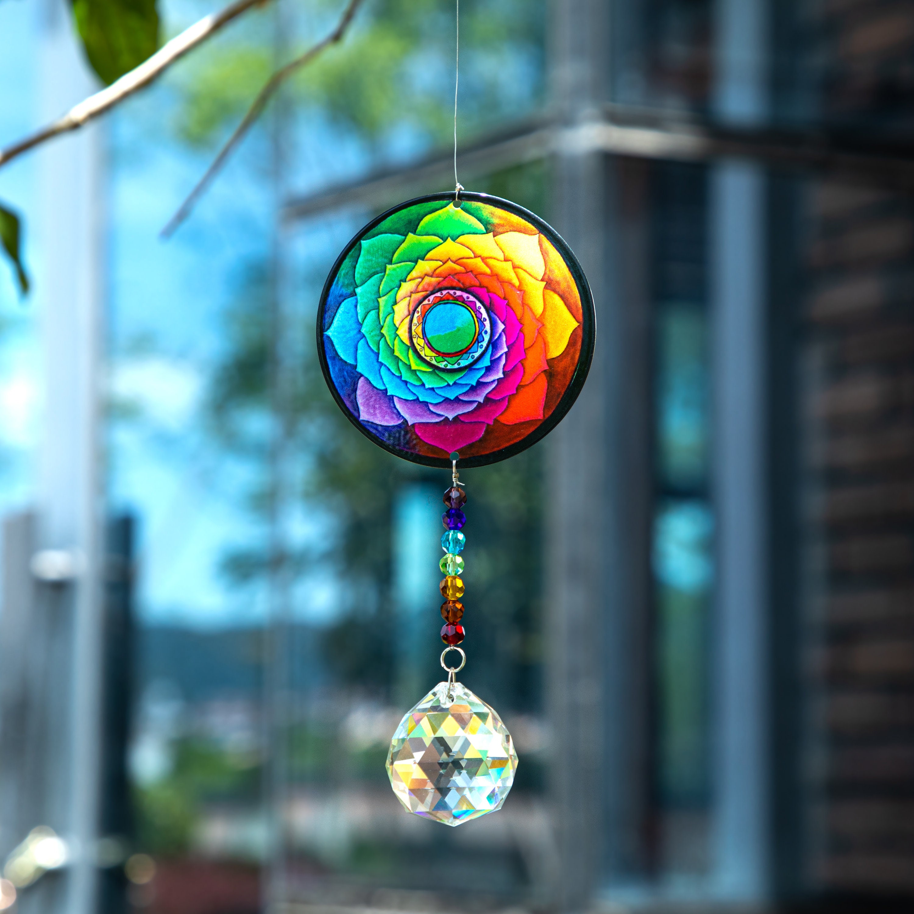 Handmade Crystal Rainbow Suncatcher With Metal Flower of Life Etsy