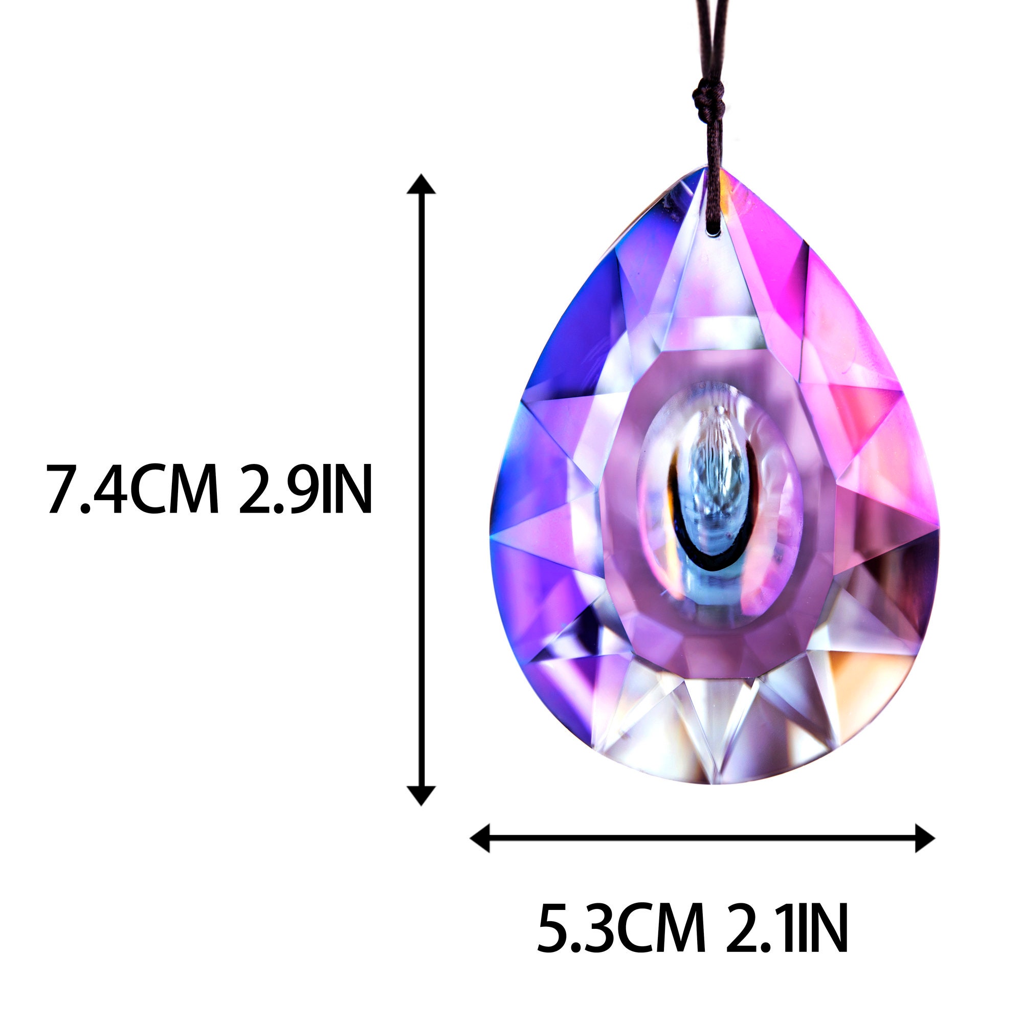 76mm Purple Crystal Glass Prism Pendant Rainbow Maker Hanging Etsy