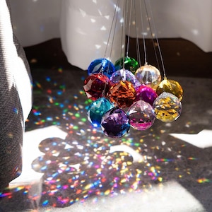 30mm Vintage Feng Shui Faceted Decorating Crystal Ball Prism Pendant Suncatcher Multi-Color Hanging Pendant Suncatcher 12pcs