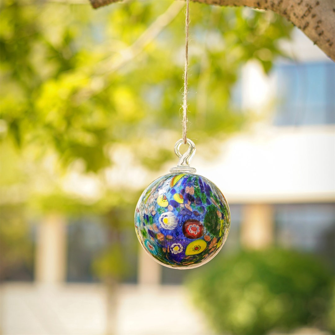 4 Handblown Glass Friendship Balls for Hanging Gardens Window Outdoor