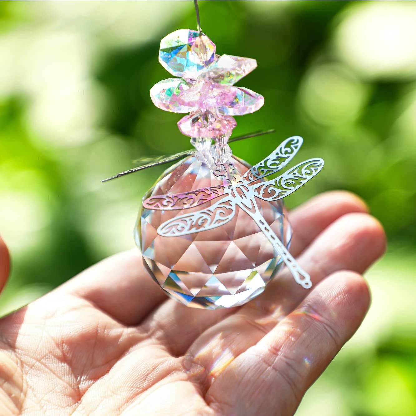 Crystal Suncatcher Prism Hanging Ball Prisms With Dragonfly Etsy