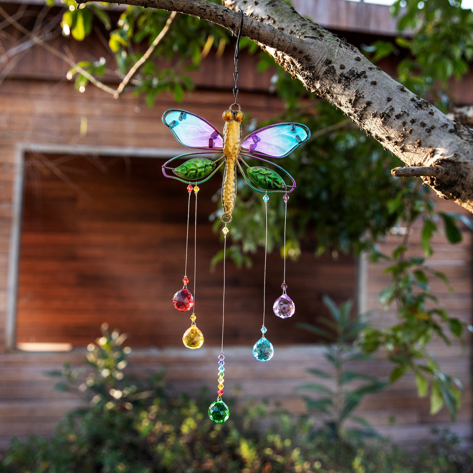 Chakra Garden Suncatcher Metal Dragonfly Crystal Prisms Etsy