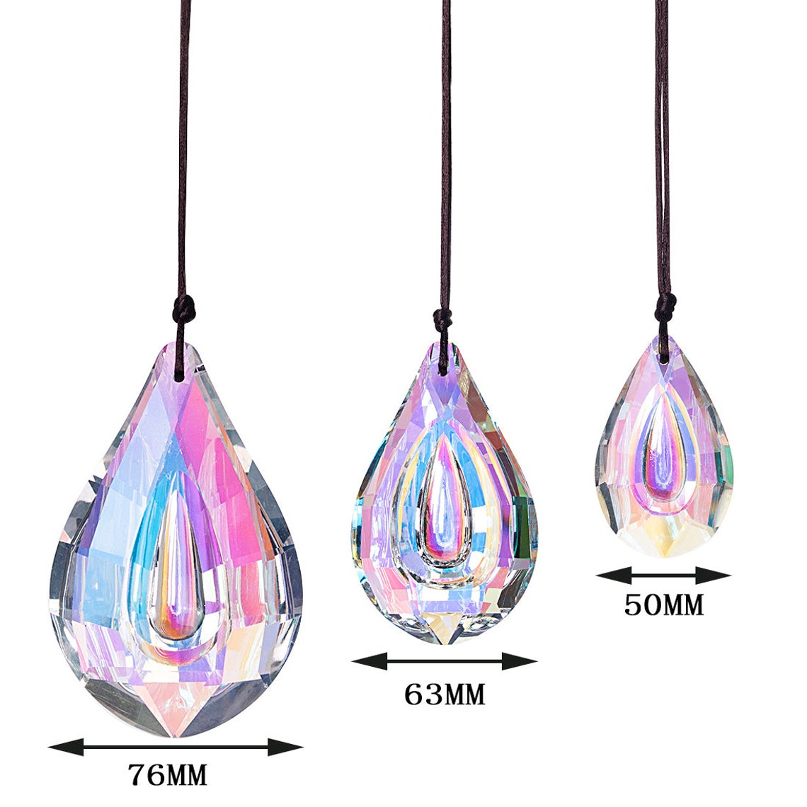 Handmade Set of 3 Crystal Prism Window Hanging Glass Sun Etsy