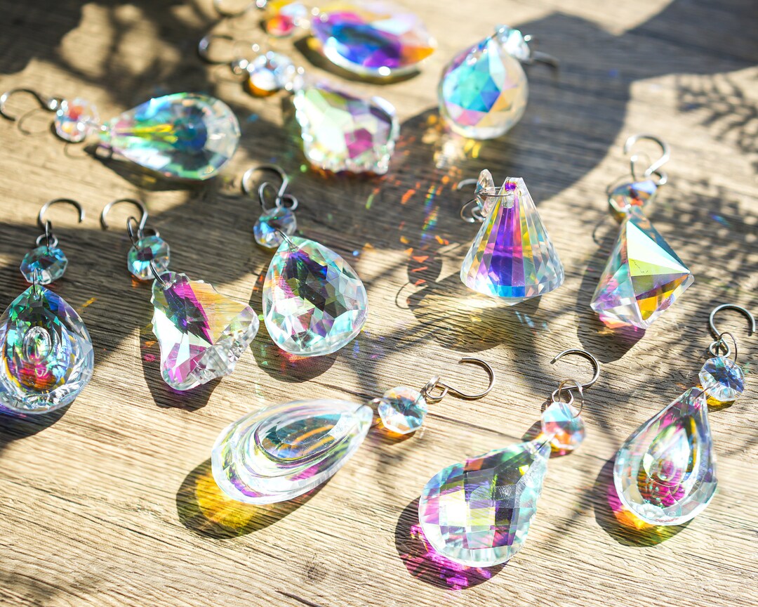 Handmade 12pcs Hanging Ornament Crystals Prism Rainbow Maker for Home ...
