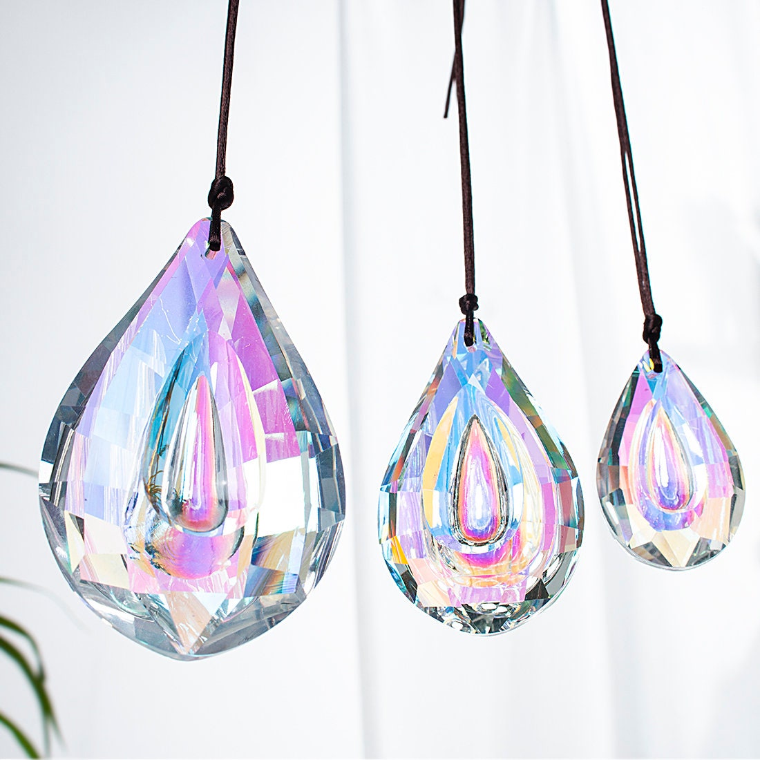 Handmade Set of 3 Crystal Prism Window Hanging Glass Sun Etsy
