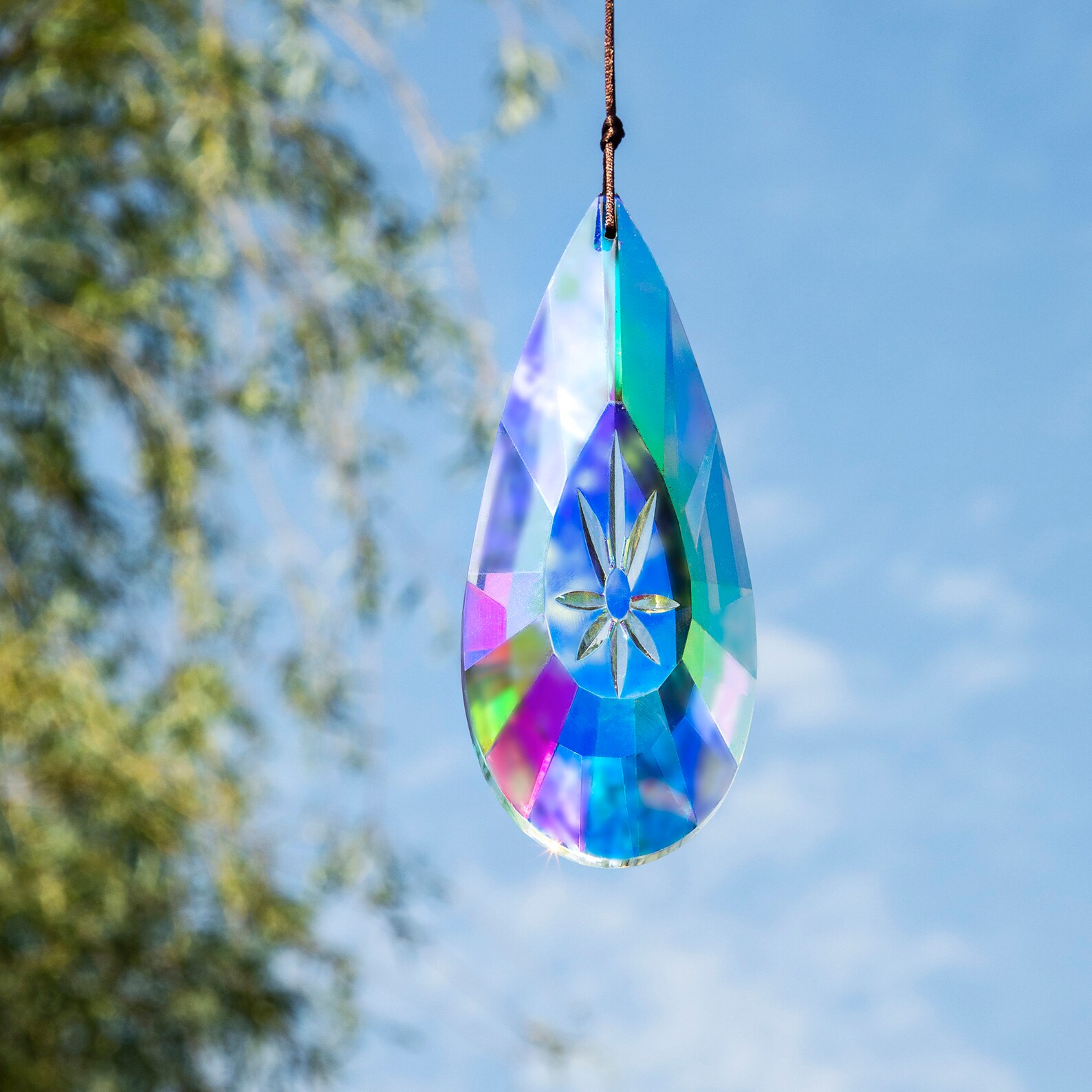 120mm Large Prism Hanging Suncatcher Car Charm Window Faceted Etsy