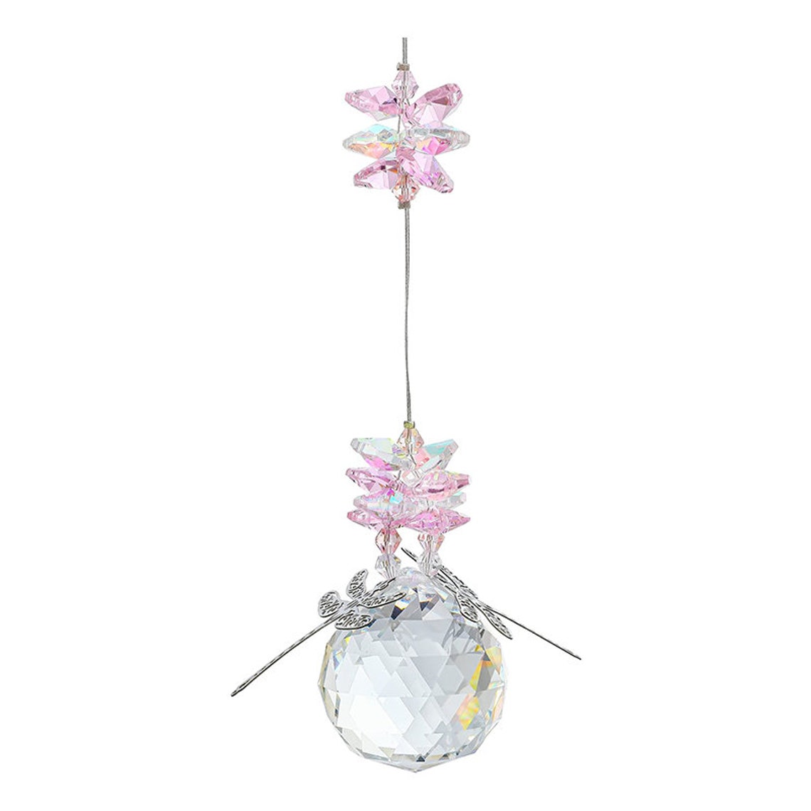 Crystal Suncatcher Prism Hanging Ball Prisms With Dragonfly Etsy