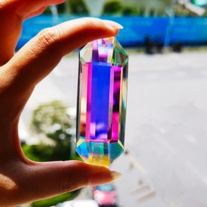 Handmade 76mm Crystal Suncatcher Colorful Hexagone Hanging Chandelier Prism Pendant Home Garden Wedding Decoration Figurine DIY Craft