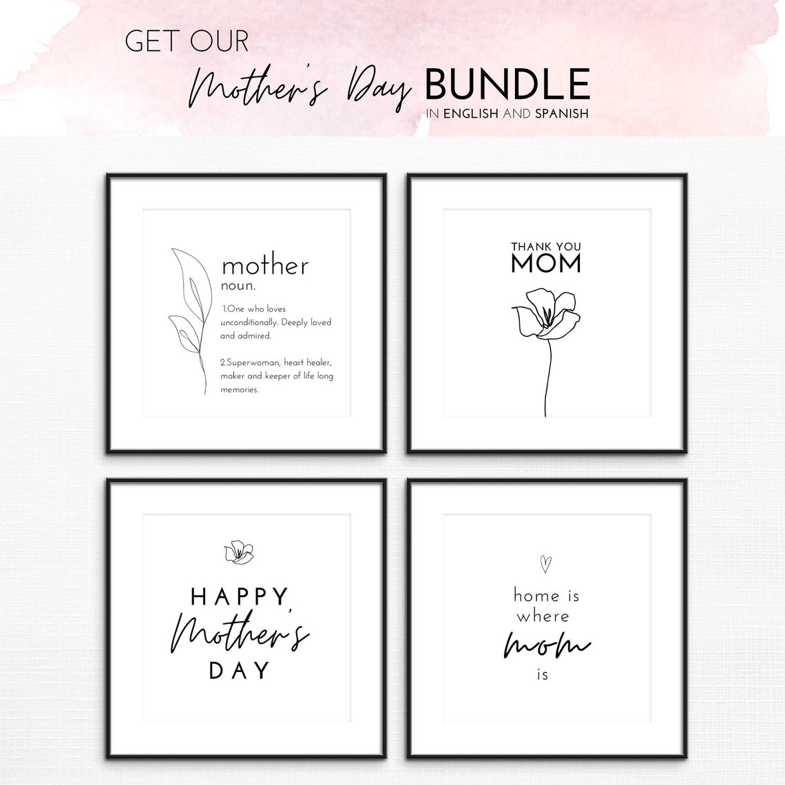 Mom Definition in English and in Spanish Printable Card