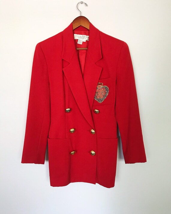 80s Lillie Rubin Red Crested Blazer