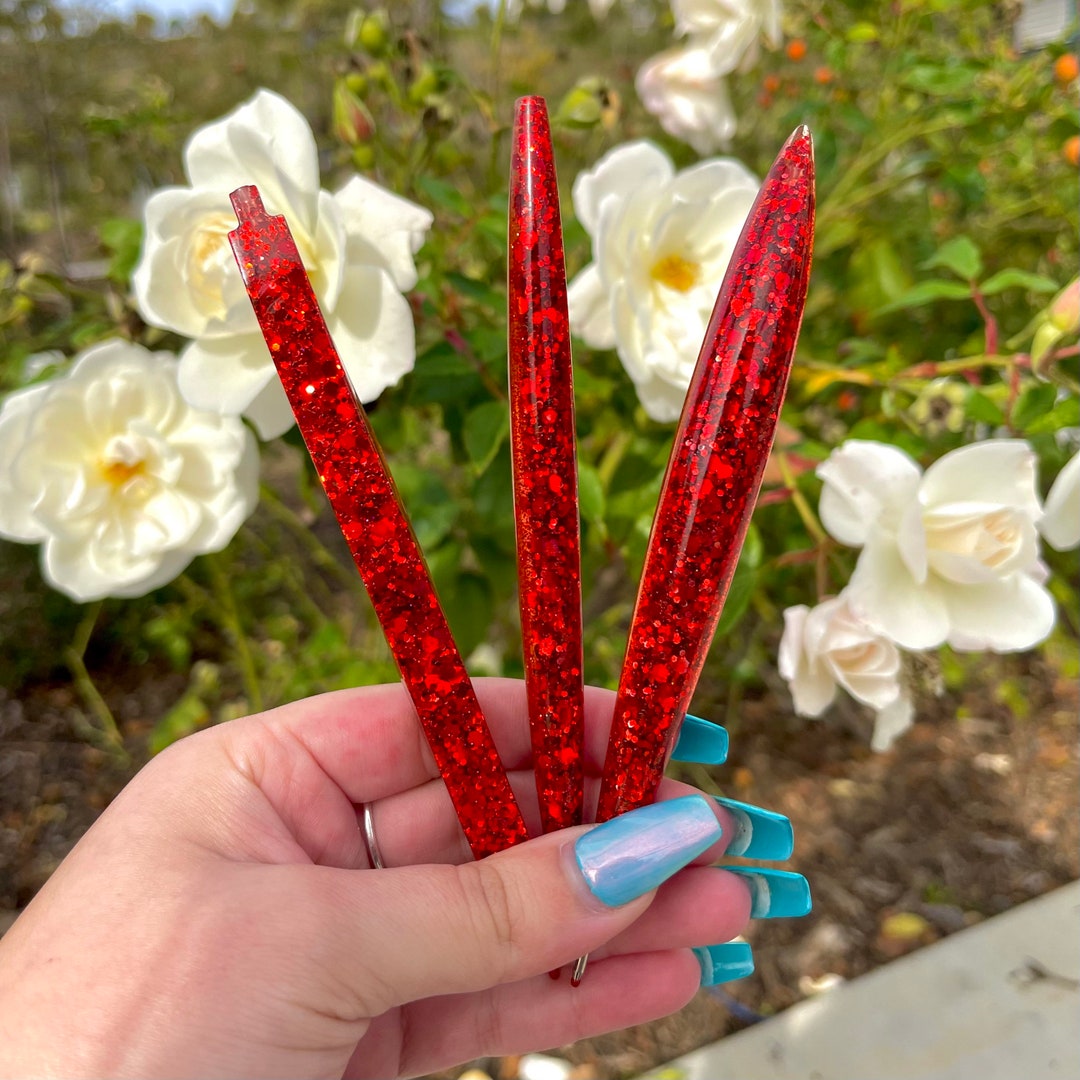 Resin Pens With Red Holographic Glitter Etsy