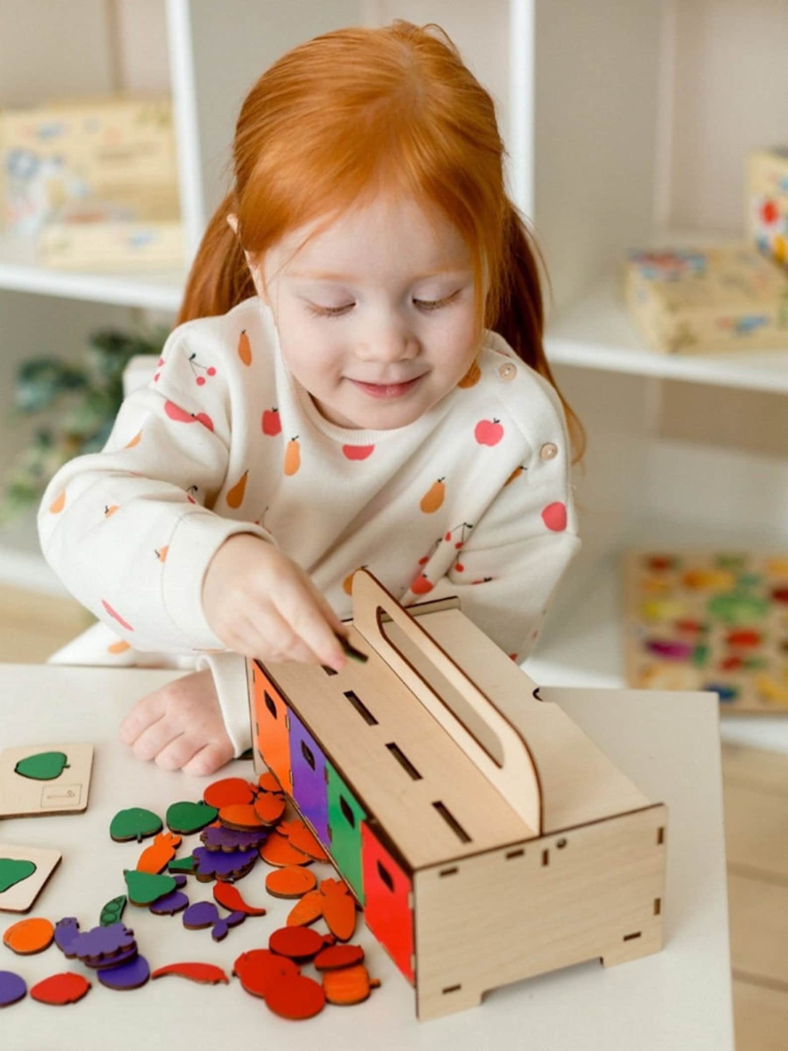 Chest Fruit Vegetables Wooden sorter toy Smart Chest Color Etsy