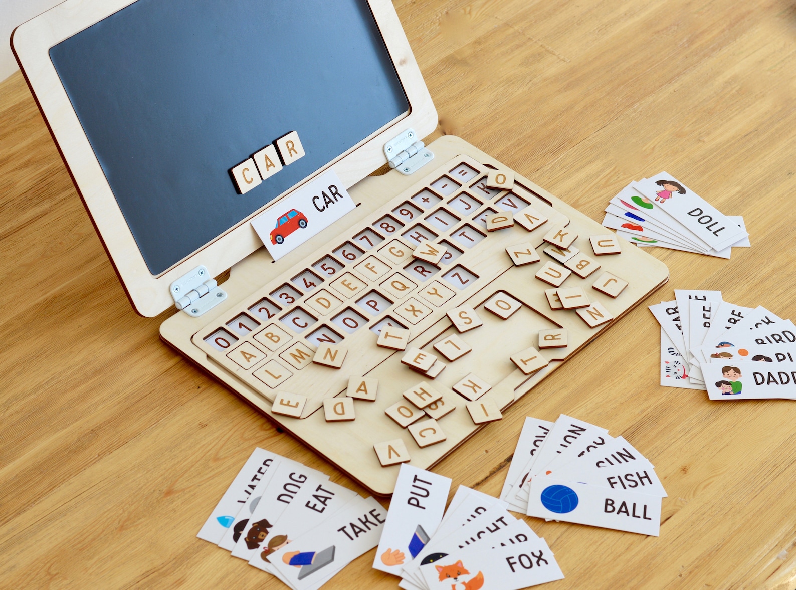 Wooden laptop for kids Toddler game Wood toy computer Etsy