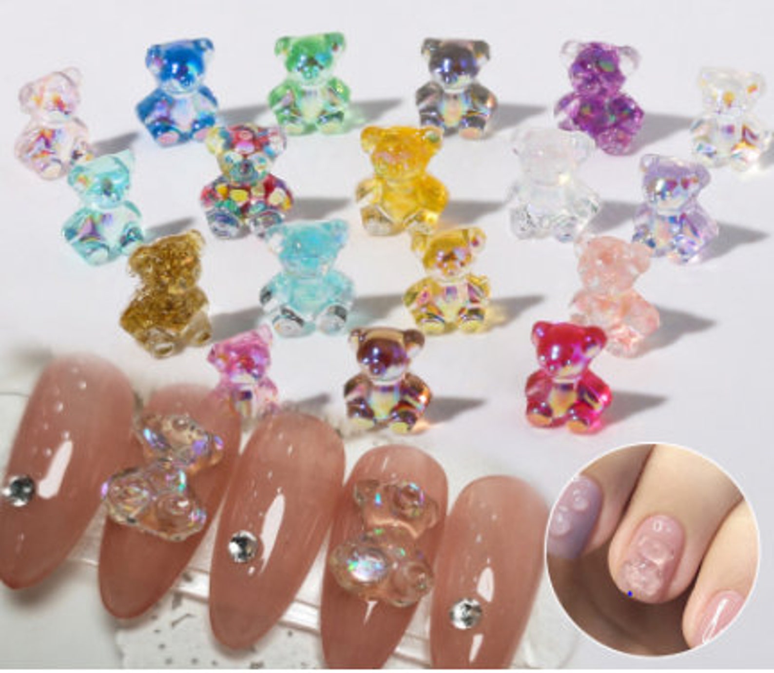 36 pieces 3D gummy bear nail charms box/ Acrylic nail | Etsy