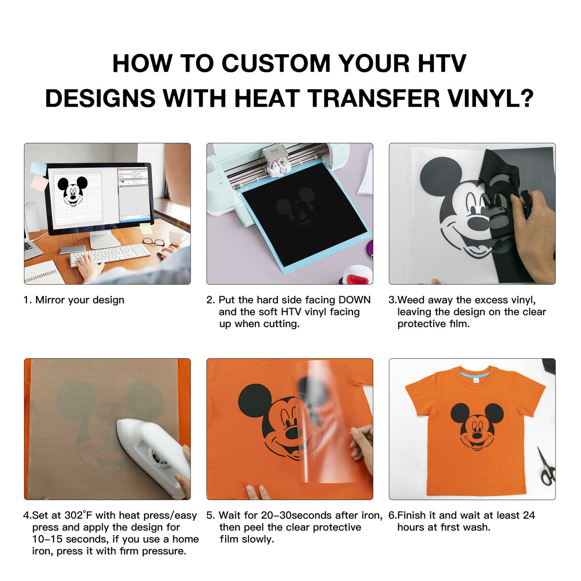 HTVRONT White Heat Transfer Vinyl HTV Bundle 43 Sheets 