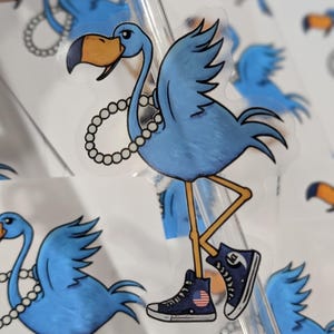 Chucks and Pearls Kamala Blue Flamingo Stylish Removable Decal