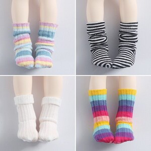 Yosd doll  1/6 BJD SD socks clothes Accessories Elasticity Sweet lovely rainbow stripe Thread Simplici Socks easy matching clothes