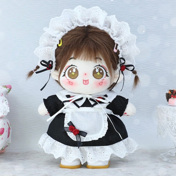 20cm ropa de muñeca vestido de sirvienta accesorios para el cabello encaje banda para el cabello 20cm algodón muñeca accesorios