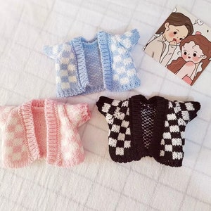 20cm doll clothes knitted sweater cotton doll checkered small cardigan accessories dress up clothes