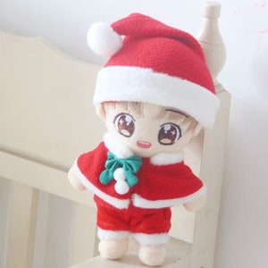 christmas doll clothes 20cm cotton doll clothes Santa Claus clothes pants hat cape set 20cm doll clothes