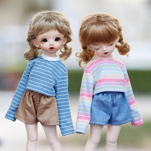 1/6BJD clothes YOSD T-shirt Doll Rainbow Striped T-shirt Sweatshirt pants suit