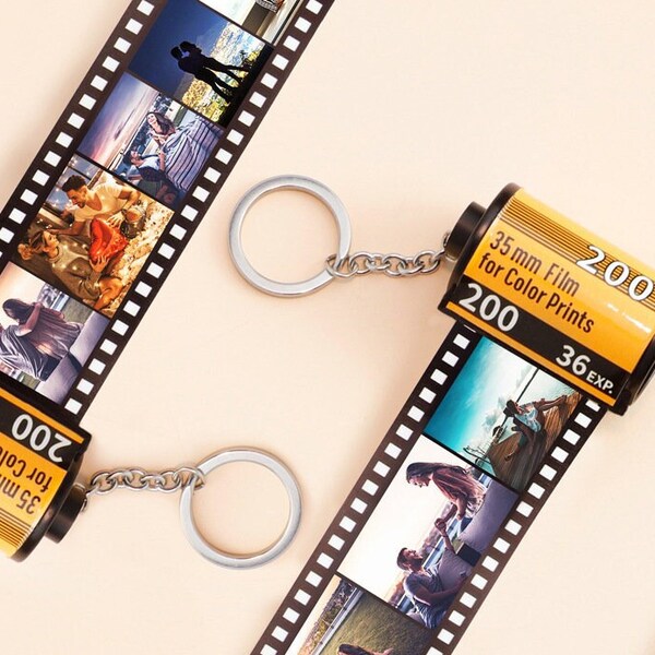 Personalized Film Roll Keychain Photos, Camera Nostalgic Film Roll Keyring For Him For Her Family Friends Birthday Anniversary Memorial Gift