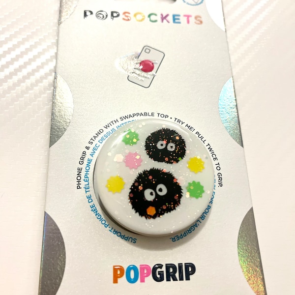 Spirited Away Soot Sprites Inspired Phone Grip, Phone Socket, Pop Grip