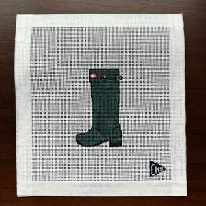 Green Hunter Rainboot Needlepoint Canvas | Spring Cottagecore Needlepoint