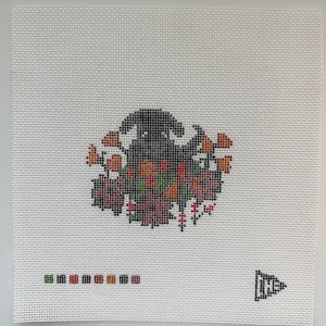 Custom Pet in Flowers Needlepoint Canvas | Custom pet portrait Needlepoint