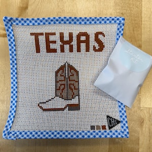 University of Texas | UT Austin Needlepoint Canvas Starter Kit | Texas Longhorns Cowboy Boot
