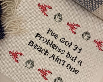 Funny Beach Needlepoint Canvas: Coastal Summer Craft