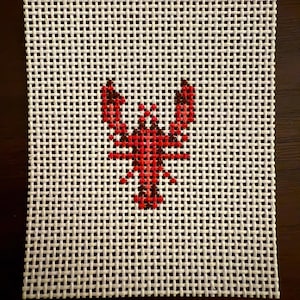 Coastal Lobster Needlepoint Canvas Mini Bag Charm | Coastal Needlepoint