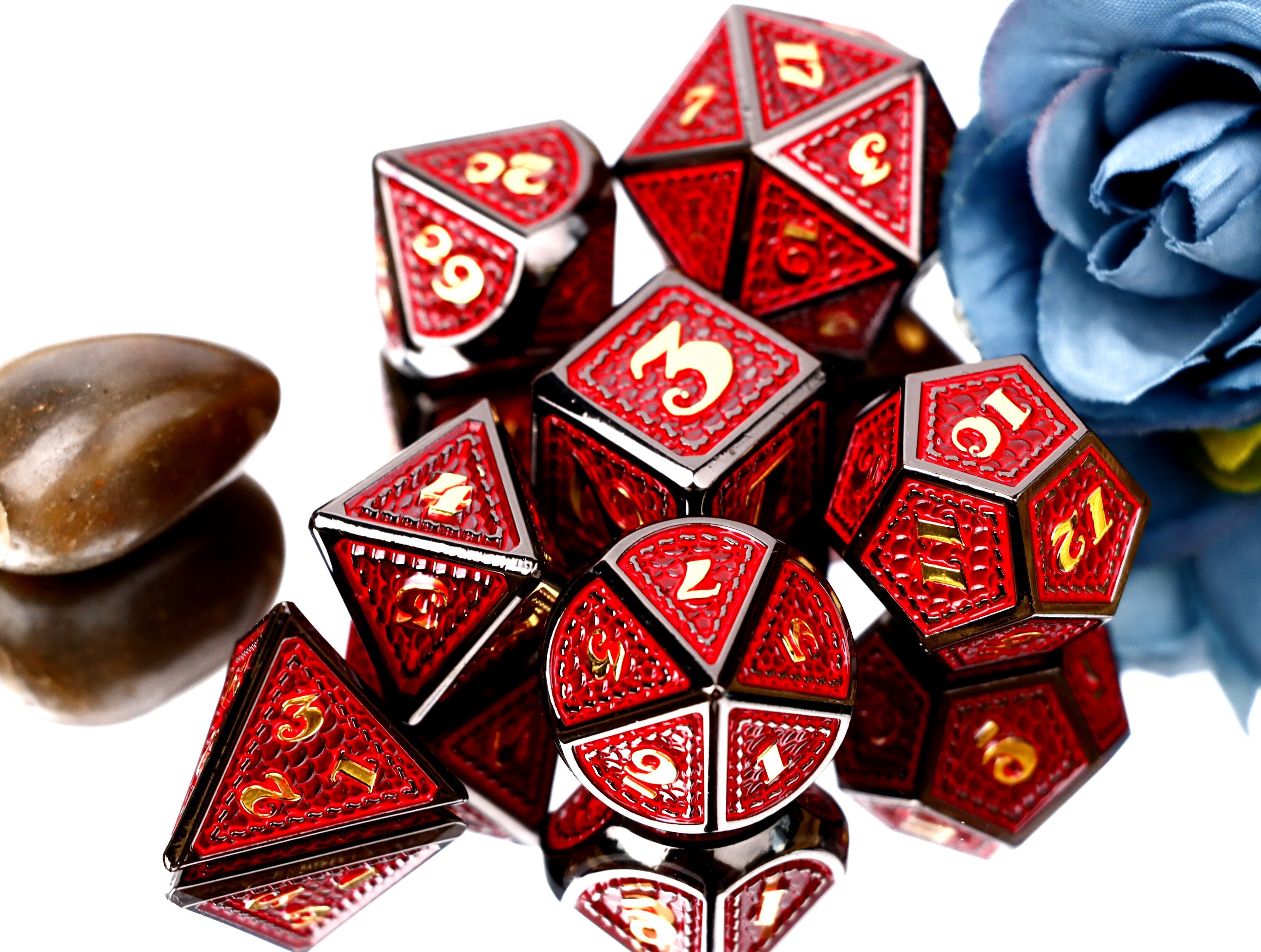 Dragon scale metal dice tabletop dice set 7Die Polyhedral Etsy