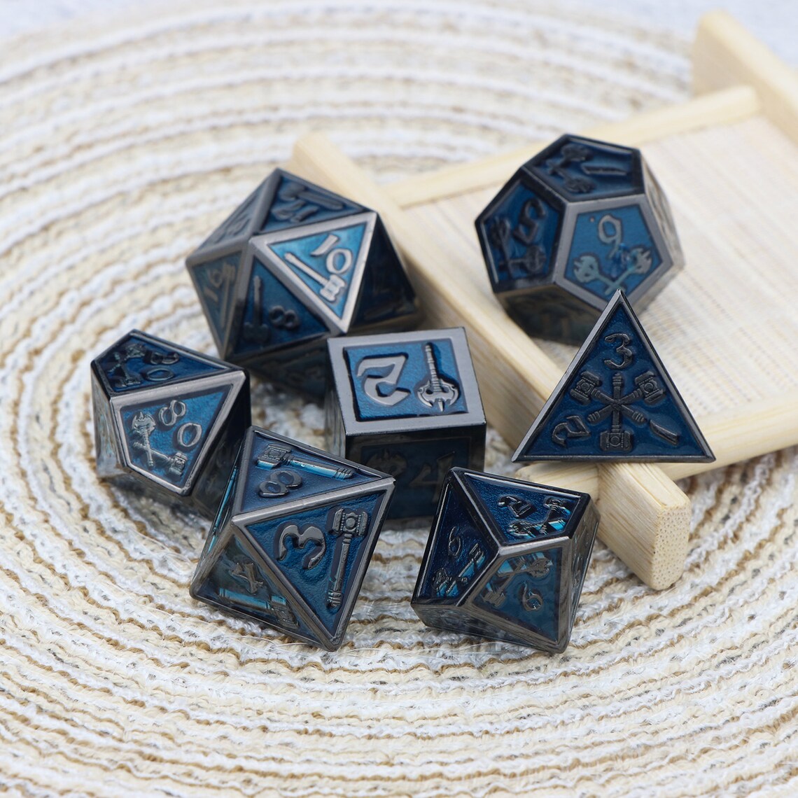 Metal Game Dice Polyhedral DND dés 7pcs Set Hammer style dés Etsy