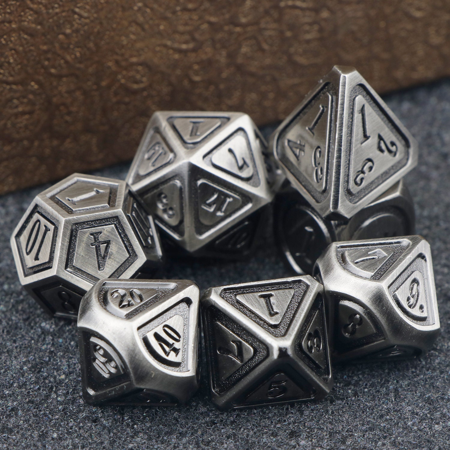 Aged Iron Metal Dice Set Polyhedral Dice Set Dungeons and Etsy