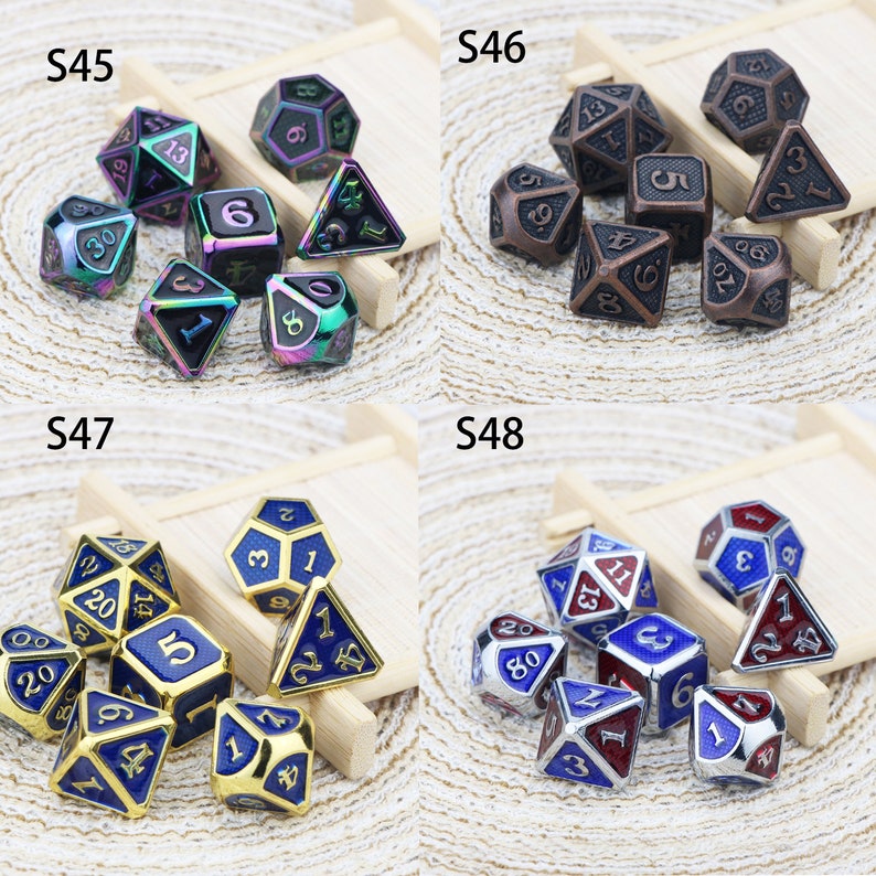 Gradient checkered dice\uff0cDnd Dice\uff0c Metal Dice set\uff0cdungeons and dragons dice gift\uff0c7 Pieces Zinc Alloy Dices Set\uff0cFeatured dice\uff0c